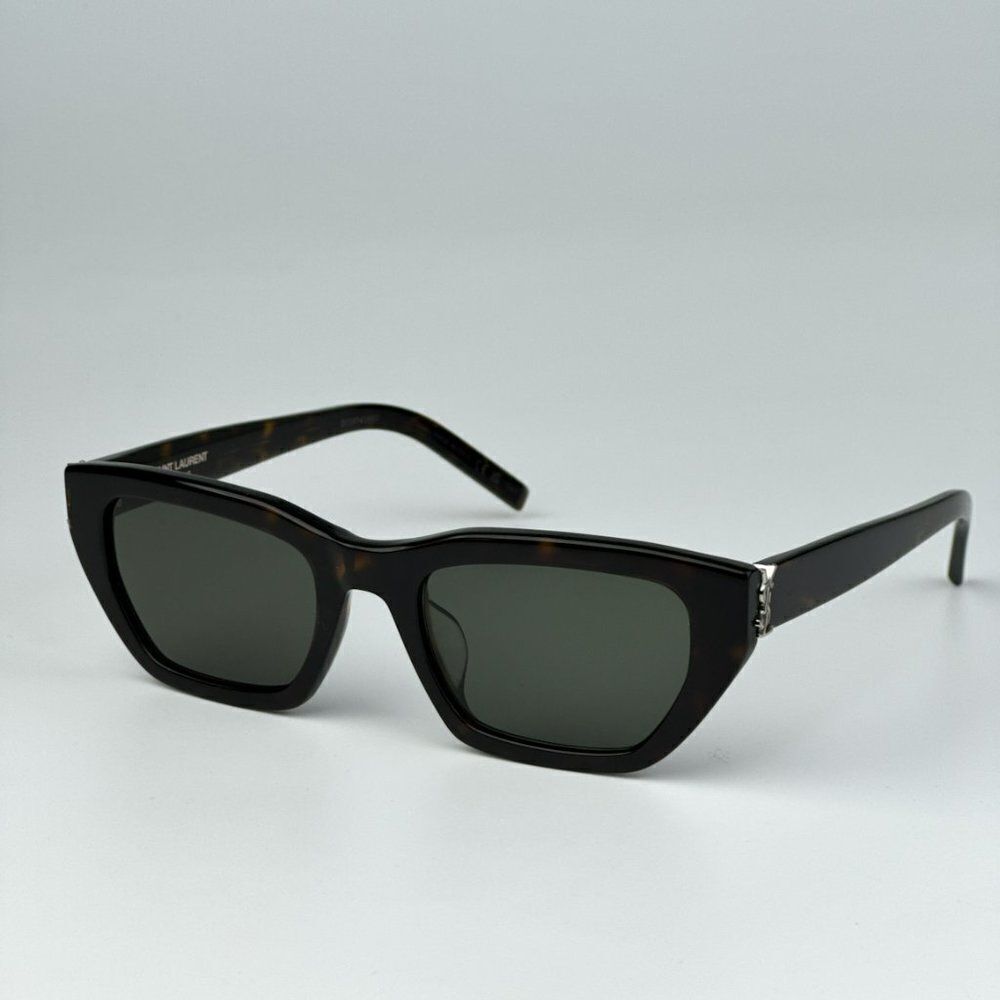 NEW Saint Laurent SLM127/F 002 Havana Green Cat Eye Women Sunglasses